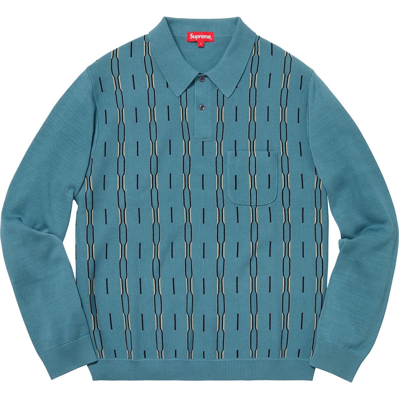 Vertical Stripe Knit L/S Polo view 5